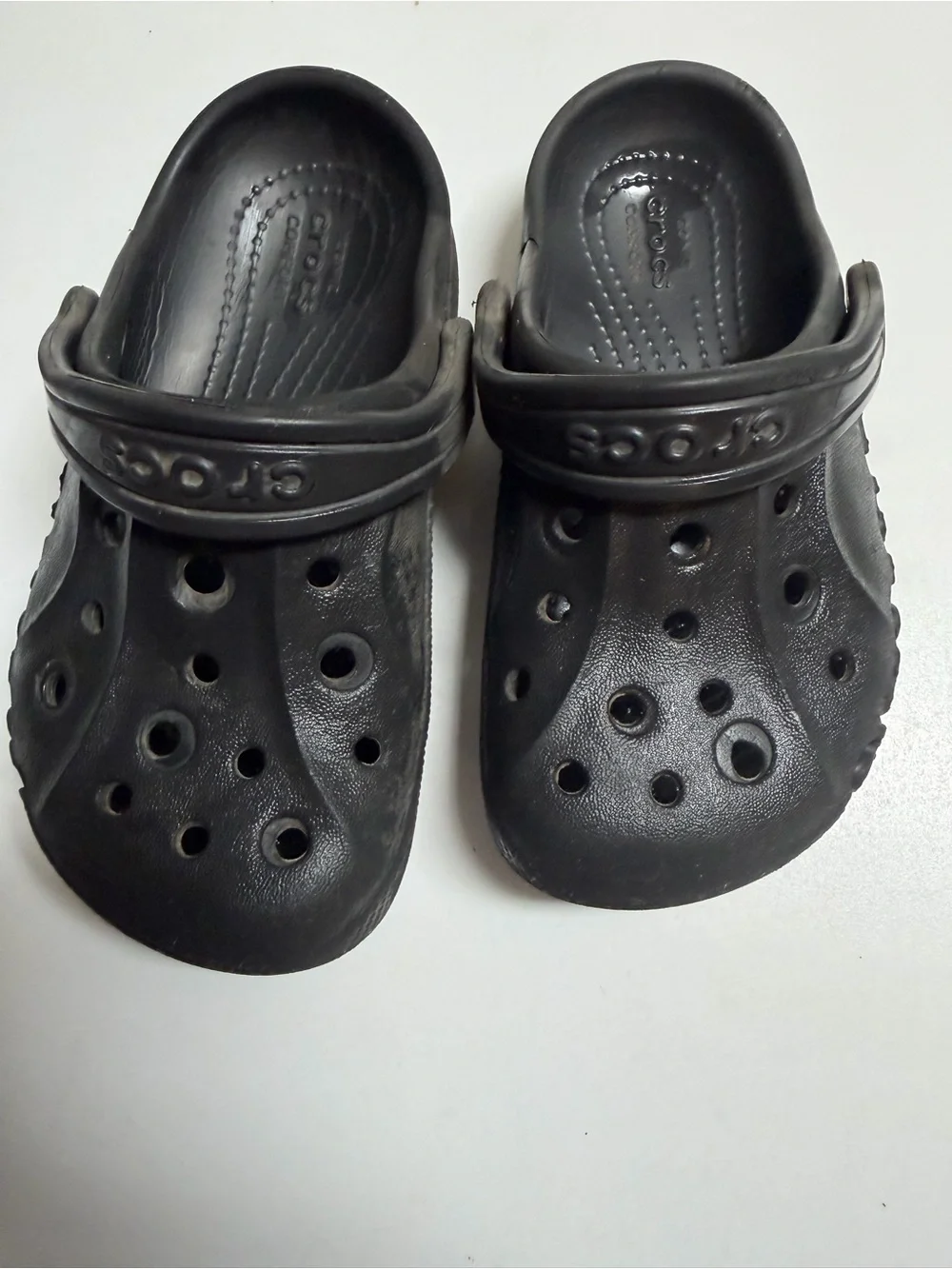 CROCS Kids Black Vented Clogs with Heel Strap